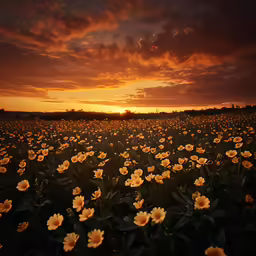 there are many yellow flowers in the field