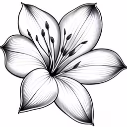the flower on a white background is a black and white drawing,a flower that is drawn with ink
