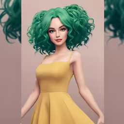 an animation image of a woman in a short dress