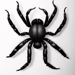 the large spider is seen in this black and white image
