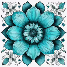the flower is blue and has many leaves,a flower with some blue flowers