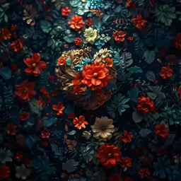 a bouquet of flowers and butterflies painted all over