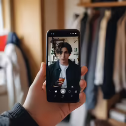 person taking a selfie of themselves in a closet
