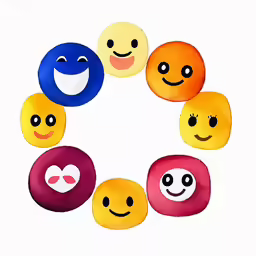 the image shows four faces arranged in the shape of a circle