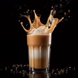 a glass filled with ice cream and liquid