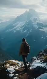 a person on a mountain top with a backpack on