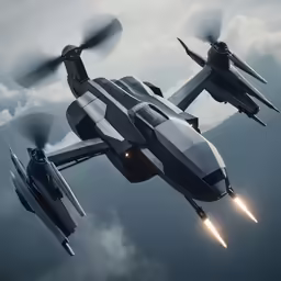a fighter jet flying through the air with two lights on