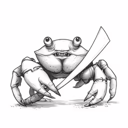 a drawing of a crab with an knife
