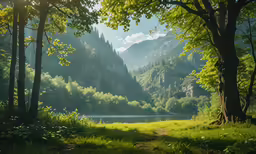 this is an image of a forest and mountain