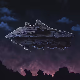 the concept drawing shows a stylizedly drawn surface, with a reflection of a large ship or space in it, and the night sky reflected in its surface
