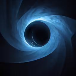 a big blue spiral that looks like it is in the dark