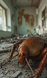 a large lobster is walking on the ground