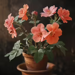there are some pink flowers in a wooden vase