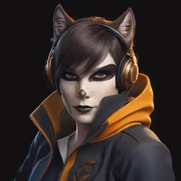 a person with earphones in a cat costume