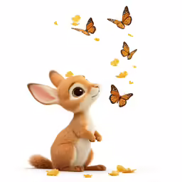 the cute little bunny with butterflies around him
