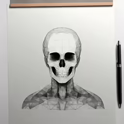 a drawing of a human skull with its face cut out