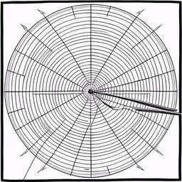 a picture of an illustration of a wind vane,the center wheel of a spinning wheel is seen,the center part of a circular diagram,an illustration showing a circular pattern,an illustration of a metal spoke