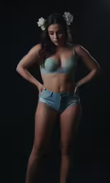 a beautiful woman with big breast wearing a lingerie