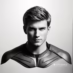 man in black and white photo with his face slightly turned away from the camera