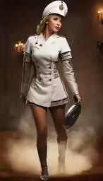 the beautiful woman is dressed as a sailor
