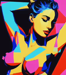 a woman with dark hair wearing blue underwear,an artistic painting of a woman posing naked