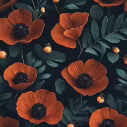a bunch of orange flowers with green leaves
