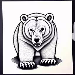 drawing of bear with a pen in it