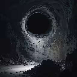 a black and white picture of a tube with a light inside