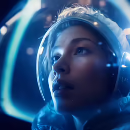 an image of a female astronauts character in space