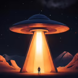 a man standing on top of a giant spaceship