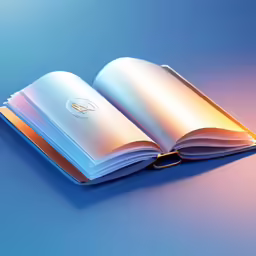 an open hardcover book with light reflecting off it