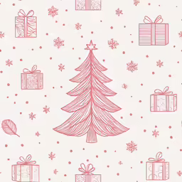a wallpaper with gift boxes and a christmas tree