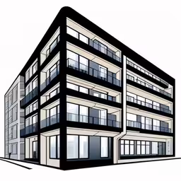 an image of a black and white building that