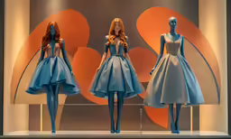 several mannequins dressed in dresses are on display