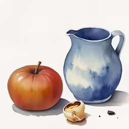two colorful fruit and a bowl next to each other