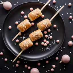 small lollipops on stick lined with sugar dots