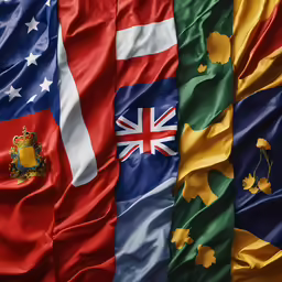 the different flags of countries all being flown together