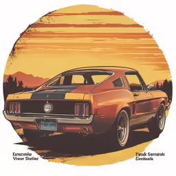 the front of an old mustang in a retro photo