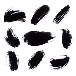 six black brush strokes are shown
