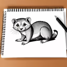 a drawing of a weasel with a pen