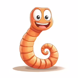 a smiling orange worm with large eyes