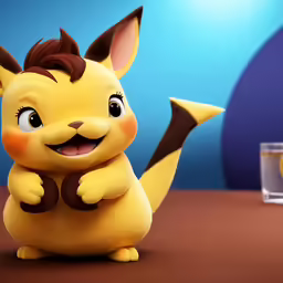 cartoon character toy on table in room with light background