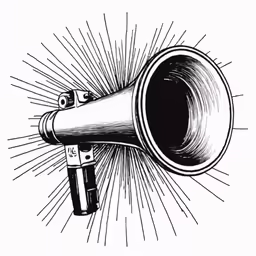 a black and white drawing of a megaphone