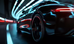 the car has its wheels turned on while driving