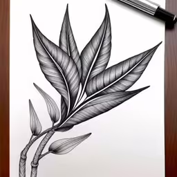 this piece of art is a work of art,a drawing of leaves with markers on paper
