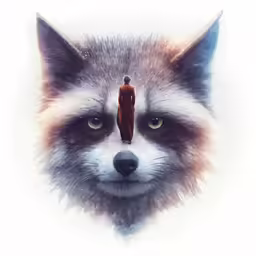 a red fox with a figure inside his head