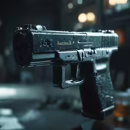 an image of a gun that is on display