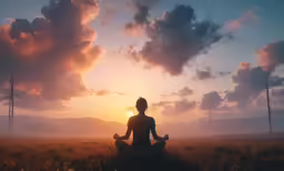 a woman in a black outfit is practicing yoga outdoors