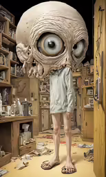 the person is holding the head and wearing sandals