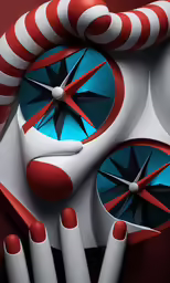 the wall clock has two different designs and is red and white